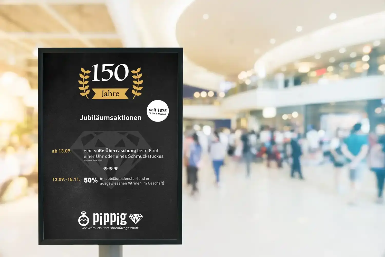 Plakat für Pippig Mosbach 150 Jahre in Mosbach