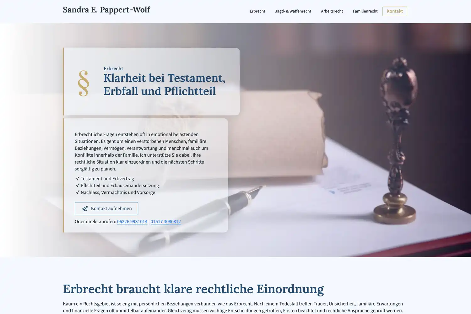 Webdesign Referenz Rechtsanwältin Sandra E. Pappert